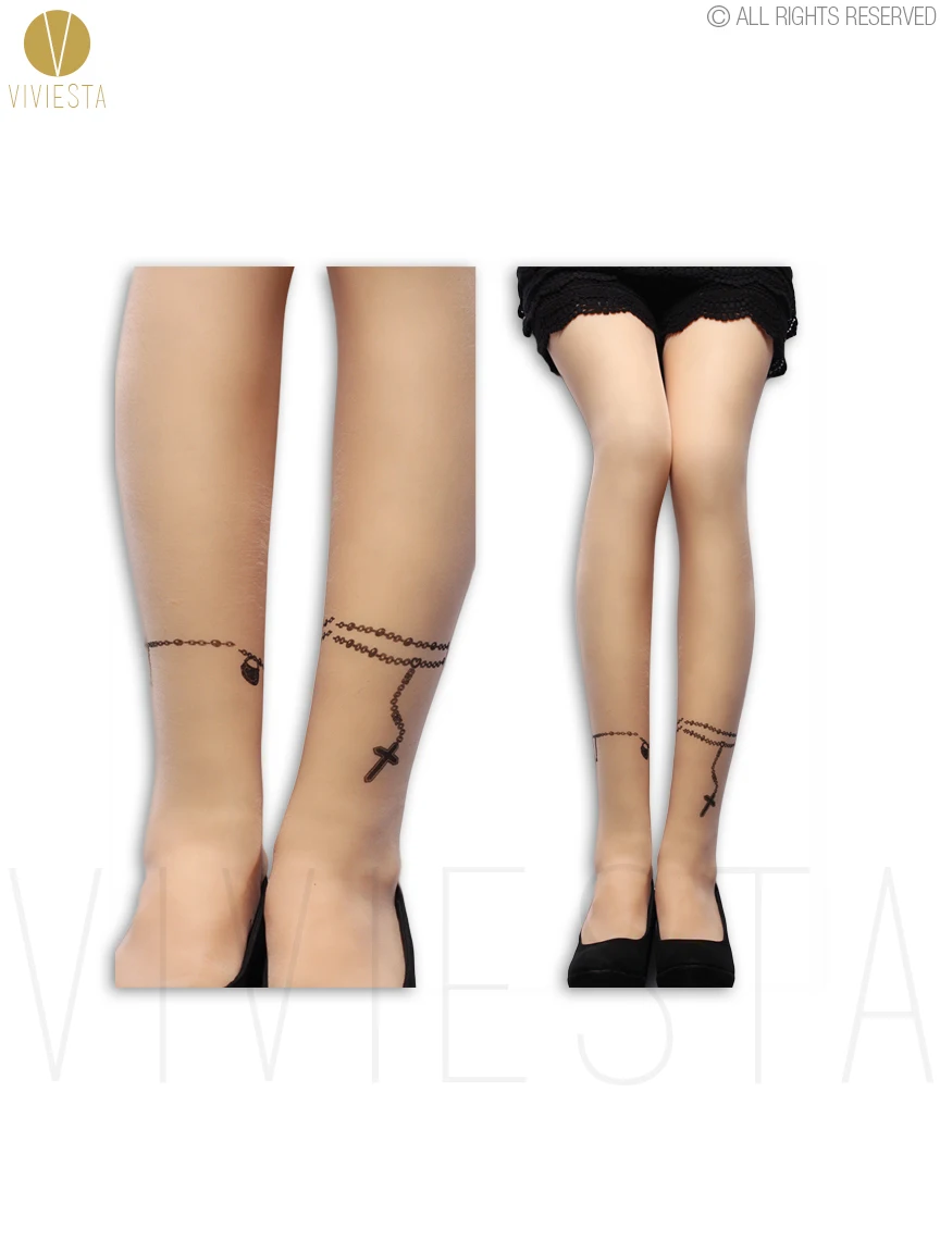 Ножной браслет с крестом татуировки колготки-20D женские стильные ювелирный на