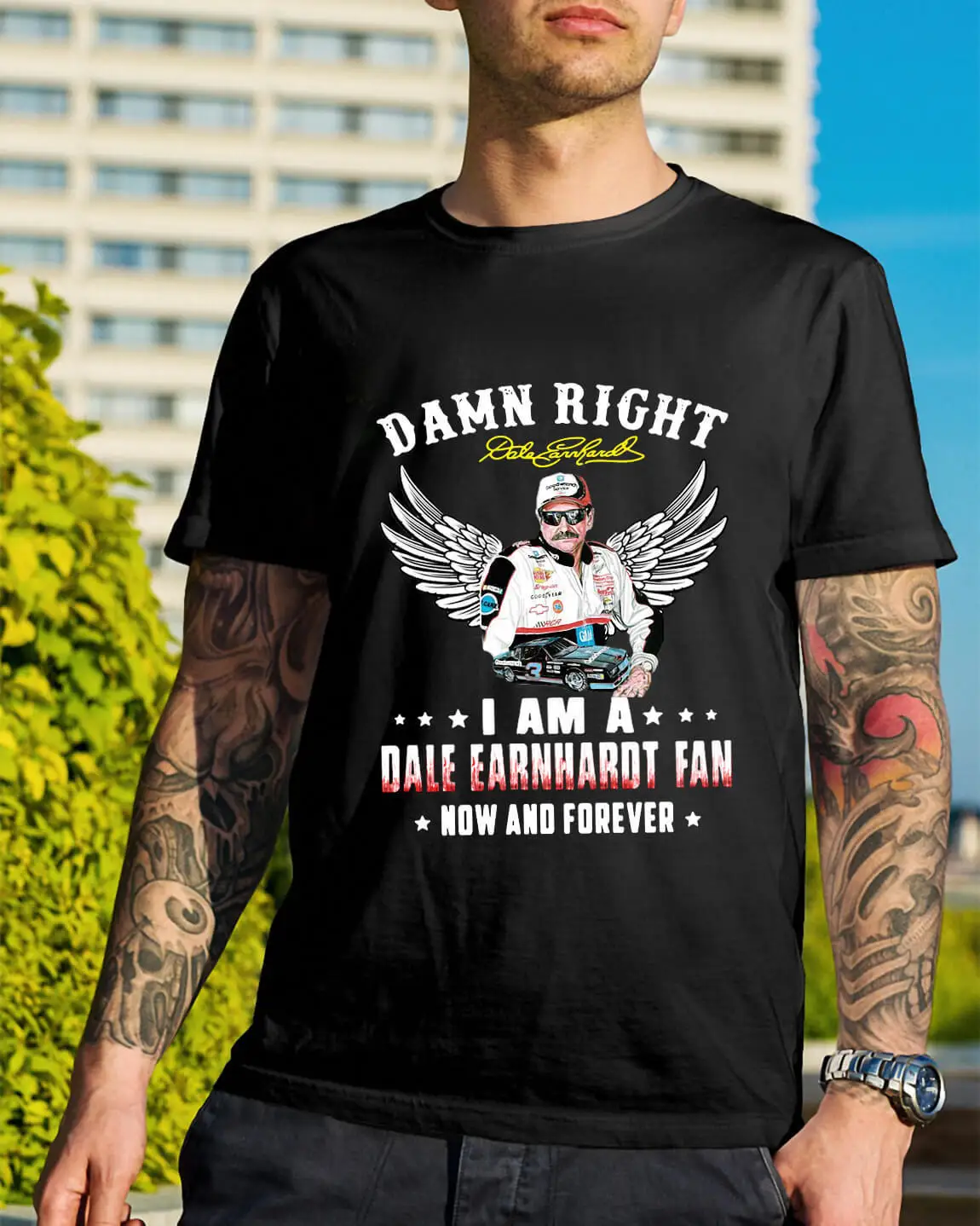 Черная футболка с героями мультфильмов I Am A Dail Earnhardt Fan Now And Forever Dreamer