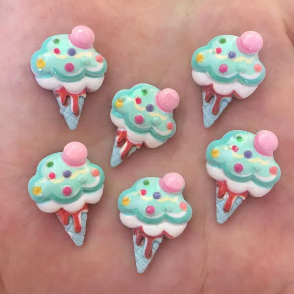 Новинка, 20 шт, ручная роспись, мороженое, плоский с оборота камень, скрапбук, свадебные поделки, W02* 2
