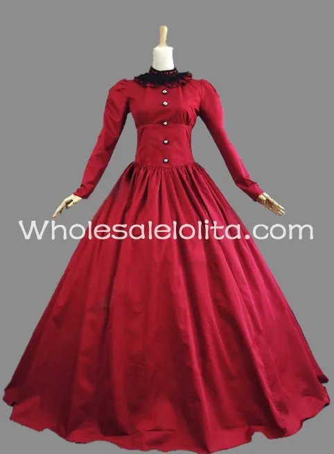 Красное Хлопковое платье 19-го века в викторианском стиле бальное для маскарада