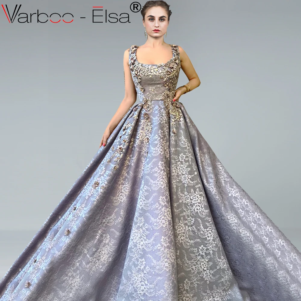 VARBOO_ELSA винтажное роскошное серое вечернее платье с бусинами сексуальное