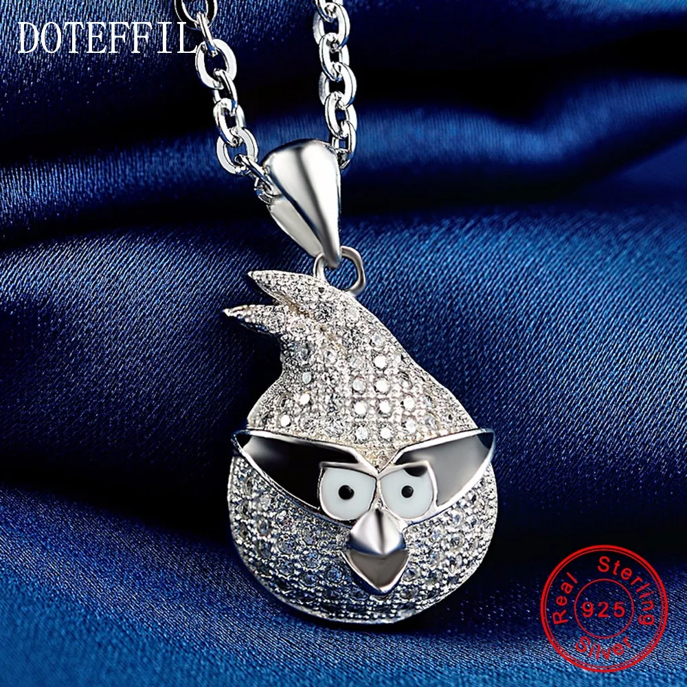

100% Sterling Silver Women Necklace Fashion Charm 925 Silver Bird Pendant Necklace Luxury Jewelry