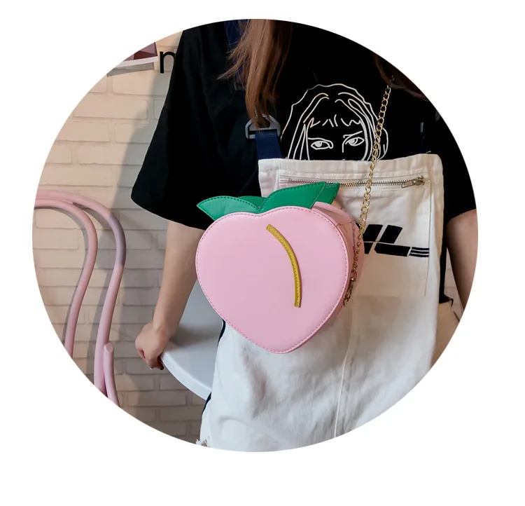 Fun Fashion Fruit Design Peach Watermelon Avocado Pu Leather Ladies Shoulder Bag Tote Crossbody Mini Messenger Bag Flap Handbag