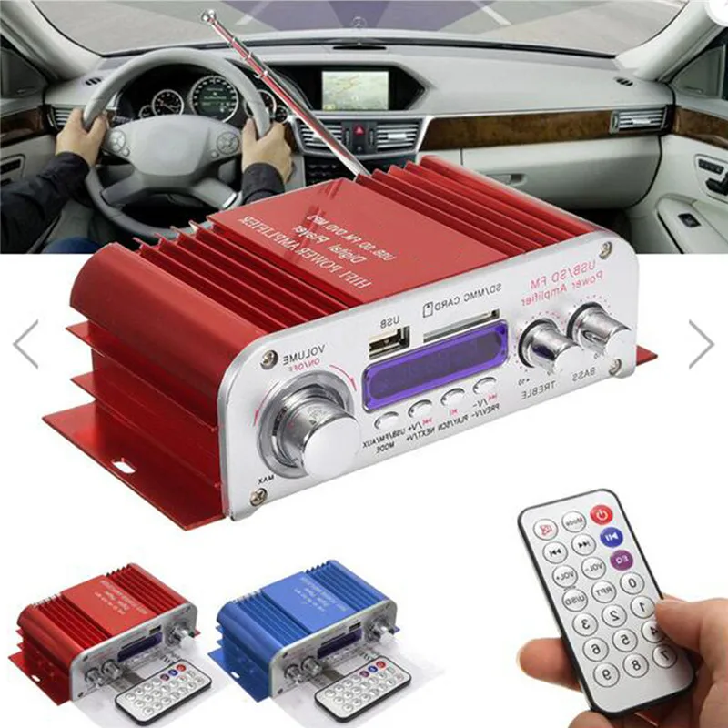 12V 2 канала Мощность Фул звук Smart мини усилитель HiFi Цифровой стерео дома для автомобилей и мотоциклов Мощность усилитель MP3 USB fm-радио SD