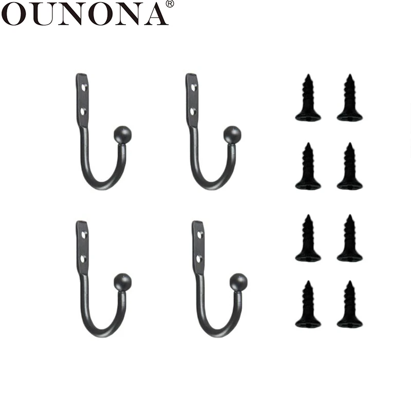 

OUNONA Mini Hook Single Small Size Wall Hooks Decorative Door Hanger Metal Alloy Wall Hangers Black Hooks