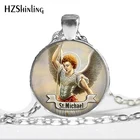 Новое поступление 2017, ожерелье в стиле Святого Михаила, искусство, ювелирные изделия в подарок, религиозная религия, стеклянный кабошон, ожерелье с подвеской HZ1
