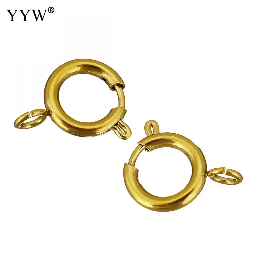 

Stainless Steel Ring Clasp Necklace Clasp Bracelet Connector Wedding Jewelry Spring Ring Clasp Gold Color Plated 10pcs/Bag