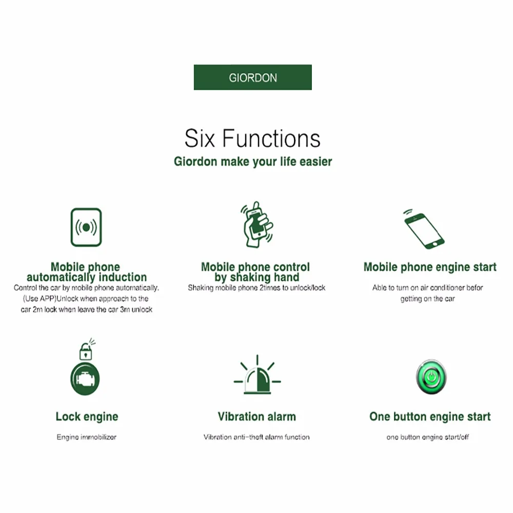 $61.67 SmartPhone Control PKE Car Alarm System Kit Smart Passive Auto Central Locking Car Door Keyless Push Remote Button MP900A