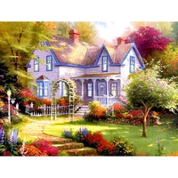 full squareround drill 5d diy diamond painting garden house 3d embroidery cross stitch 5d rhinestone home decor gift