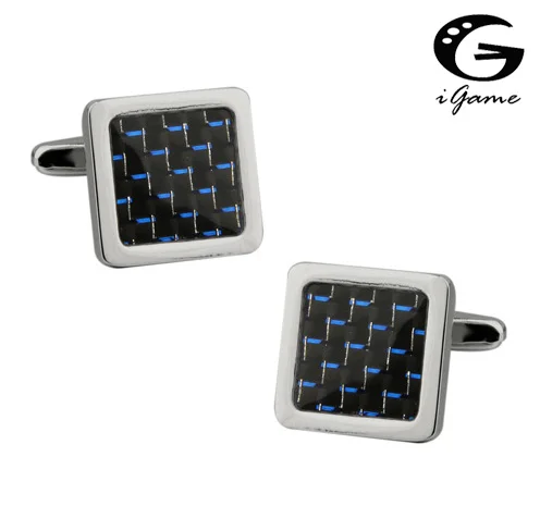 Классические мужские подарочные запонки iGame черные квадратные из бамбукового