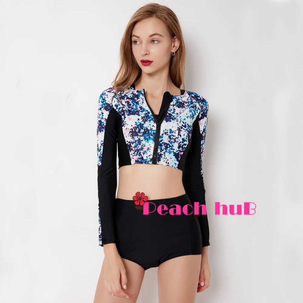 Спортивный Купальный костюм из 3 предметов купальный с длинным рукавом трико для