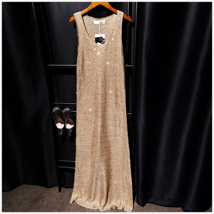 Летнее трикотажное платье Cakucool женское облегающее с блестками сексуальный