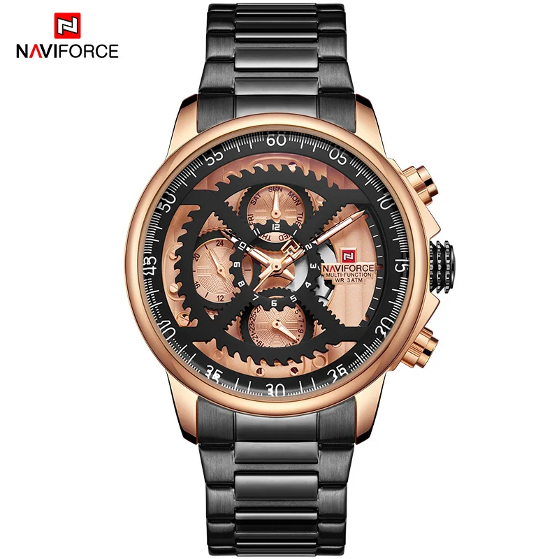 RGRGB Новинка NAVIFORCE Роскошные Брендовые Часы мужские спортивные полностью Стальные кварцевые часы мужские 3ATM водонепроницаемые часы мужские военные наручные часы - Цвет: RGRGB