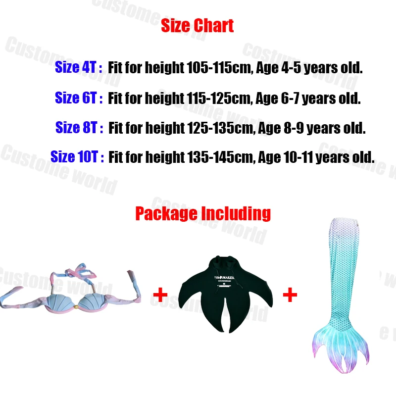 Детский костюм Русалочки с моноластами для плавания комплект из 3 предметов