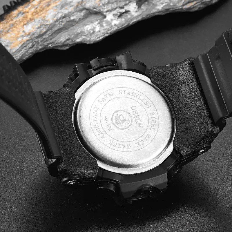 Часы наручные OHSEN Мужские кварцевые модные спортивные светодиодные с резиновым