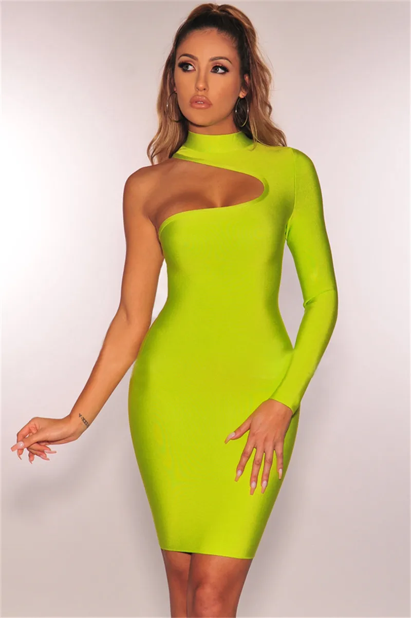 

Fashion Vestido Single Sleeve Bodycon Mini Elegant Women Bandage Dress Celebrity Night Club Party Dress
