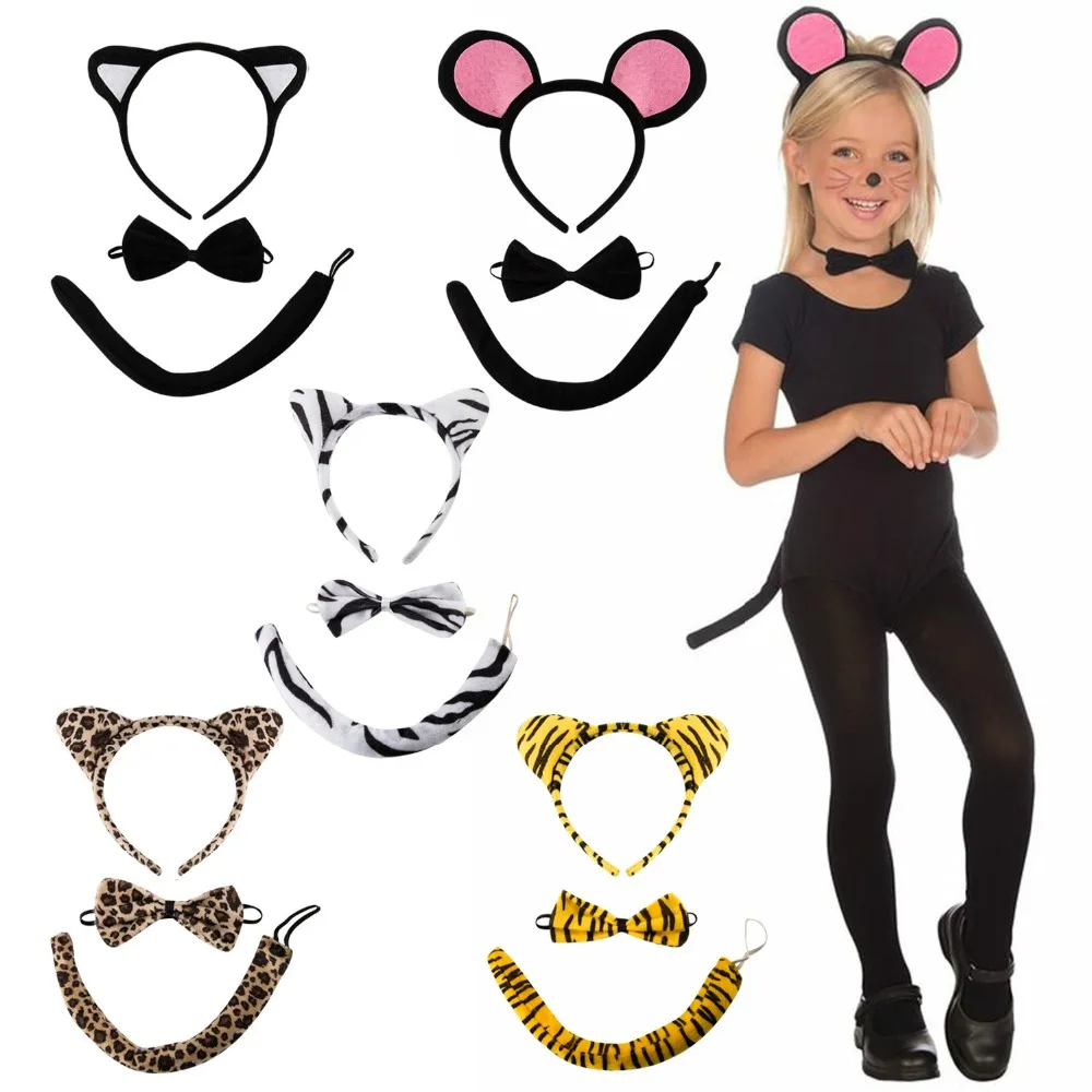 Детский костюм для девочек ободок с кошачьими ушками и хвостом волос