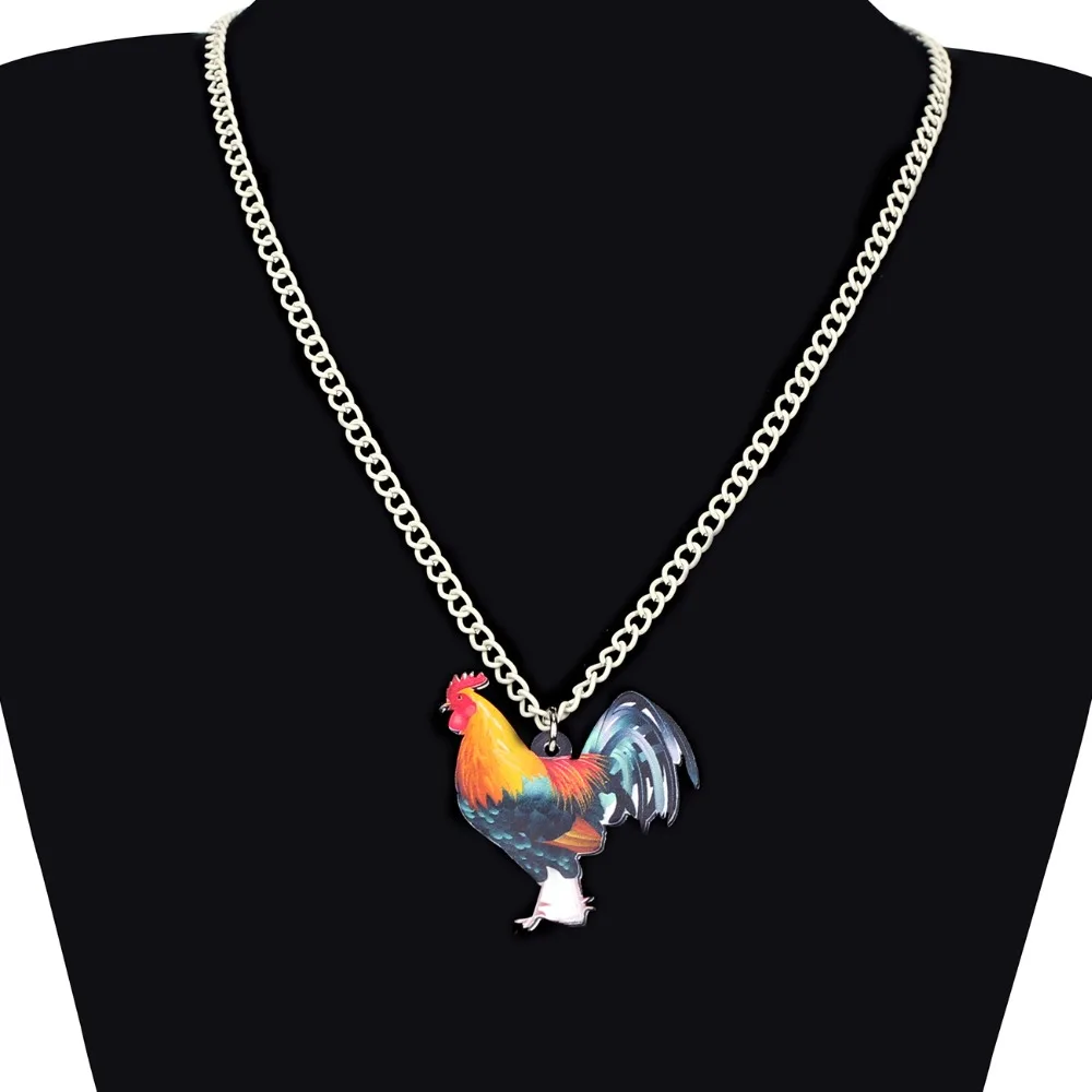 WEVENI Acrylic Anime Farm Rooster Chicken Necklace Pendant Chain Choker Bijoux Jewelry For Women Girls Collier Hot Gift Dropship | Украшения
