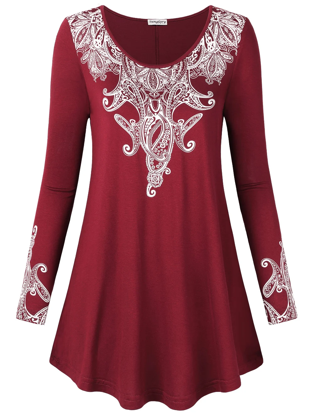 Модные женские длинные рукава-фонарики круглый вырез с принтом сердца