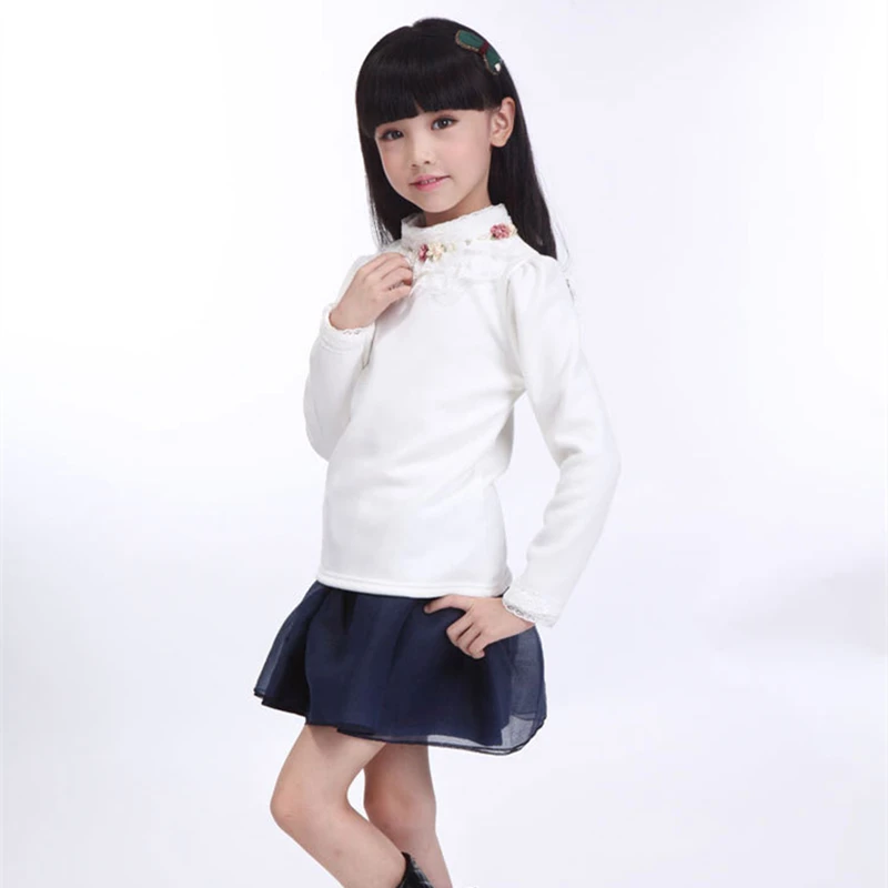 Новые осенние Обувь для девочек Футболка кружевное платье с цветочным рисунком