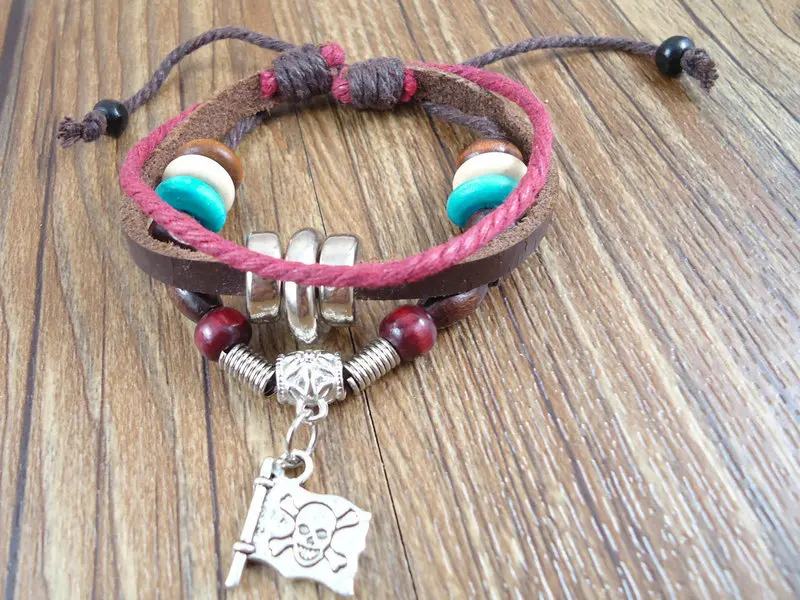 Новый модный браслет ручной работы с изображением черепа пиратского флага