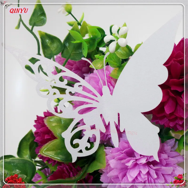 DIY Butterfly 100 pcs 21 color Place Escort Wine Glass Cup Paper Card for Wedding Party Home Decorations Name Cards 8z | Дом и сад