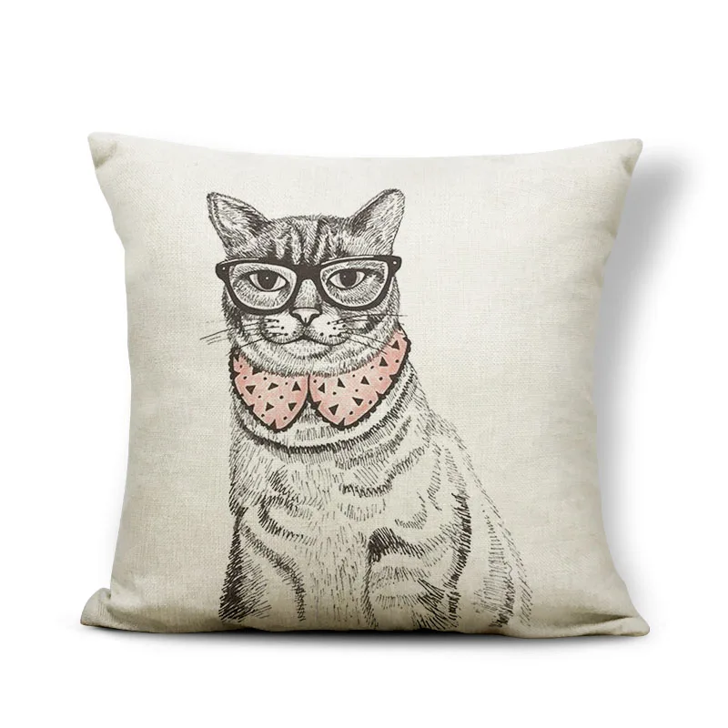 Набор подушек с рисунками животных из мультфильмов Бостонский терьер кошачьи