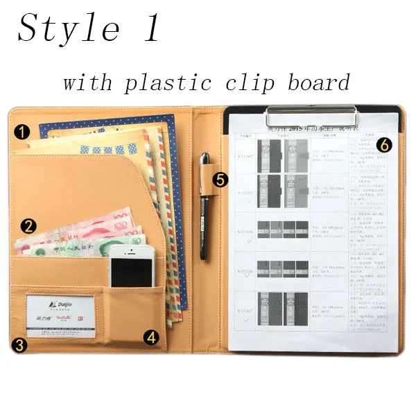 Коричневый чехол для документов из искусственной кожи A4 Notepad профессиональный