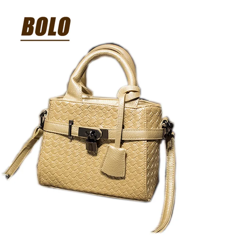 2016 личность женщины сумку плетеный платины на ремне кожаные сумки очень боло