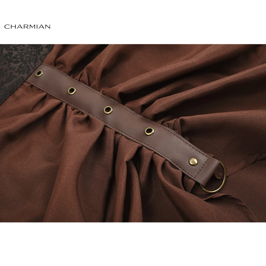 Женская многослойная юбка из искусственной кожи Charmian в стиле стимпанк с рюшами |