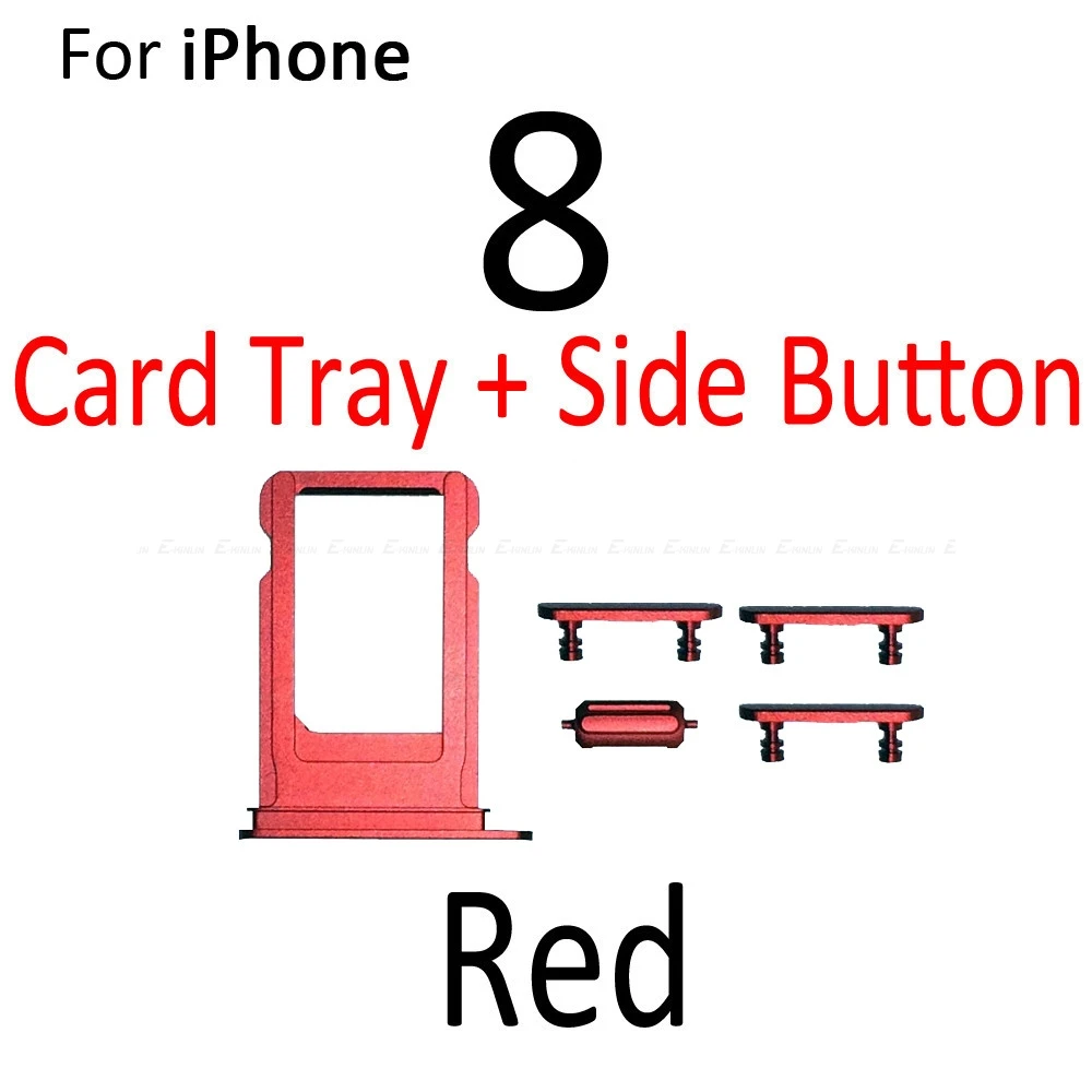Держатель лотка для sim-карты для iphone 8, 8 Plus громкость вибрировать ключ переключатель электрозамок набор боковых кнопок Корпус Запасные части - Цвет: 8 Full Set Red