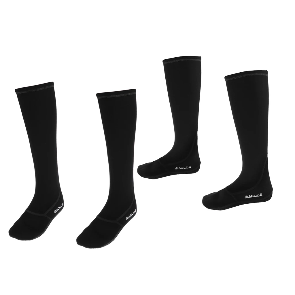2 Pairs 3mm Neoprene Diving Socks Snorkeling Boots Shoes Black L+M Swimming Unisex Fins Socks Stockings Shoes