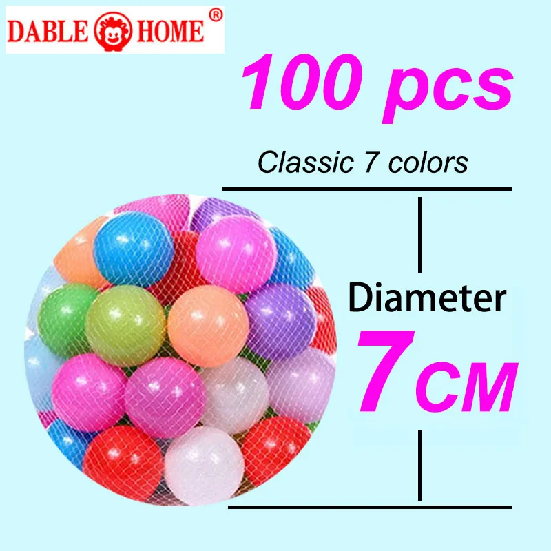 7CM-Classic color 8 см/7 см/5,5 см шарики океанской волны экологически чистые красочные Мячи мягкий пластиковый шар океана забавные детские игрушки для плавания бассейн 100 шт - Цвет: 7CM-Classic color