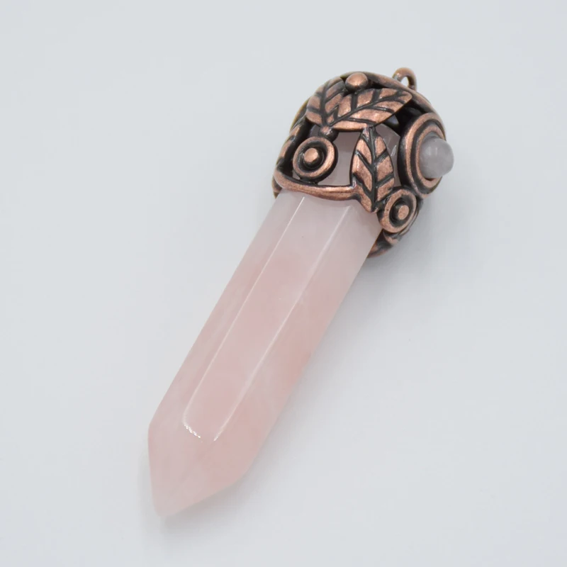 Ожерелье с подвеской в виде шестигранной стойки натуральным аметистом |