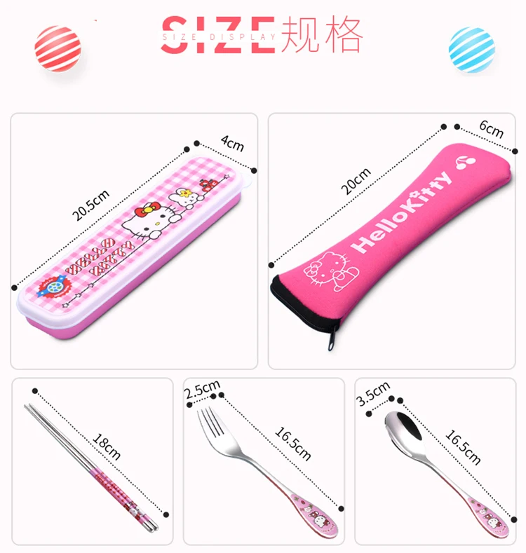 Модная посуда, столовые приборы, кухонная посуда hello kitty, вилка, ложка, набор ножей, Мультяшные Портативные подарки, наборы посуды из нержавеющей стали
