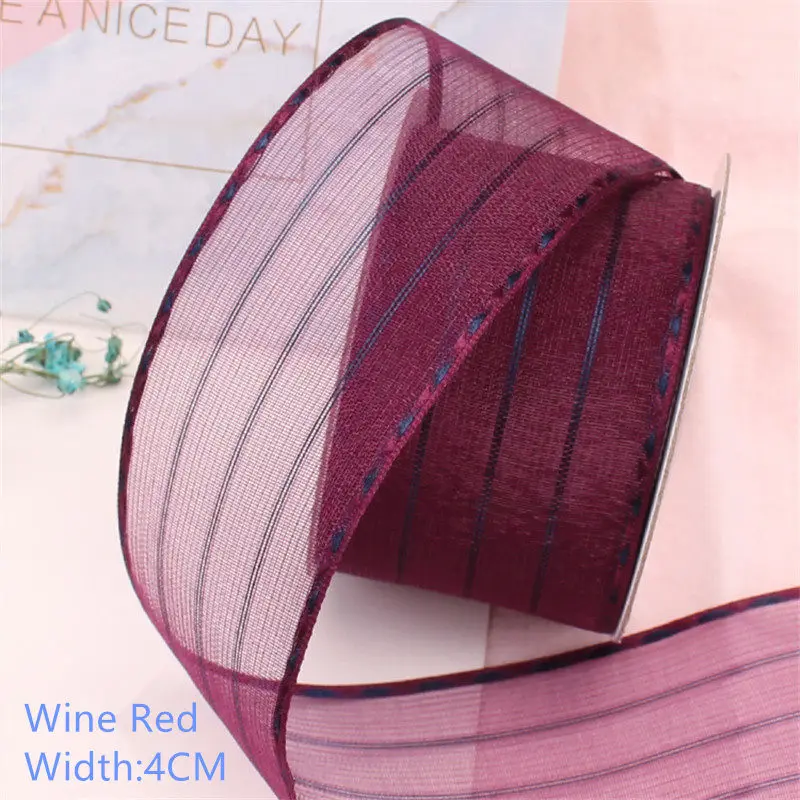 Wine Red 4CM Новинка, ширина 1,5-4 см, длина 5 метров, Бант Шпилька для волос, аксессуары для рукоделия, подарочная упаковка, лента, двусторонняя пряжа для перемычки - Цвет: Wine Red 4CM