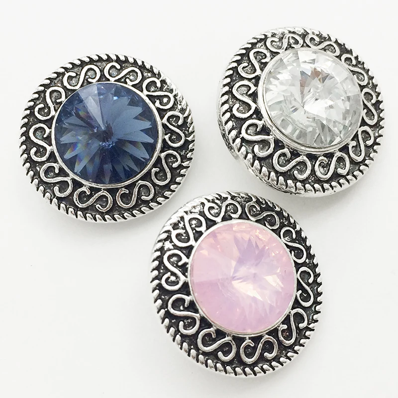 

18mm Retro mandala flower metal ginger snap button Fit 18mm snaps XH1306