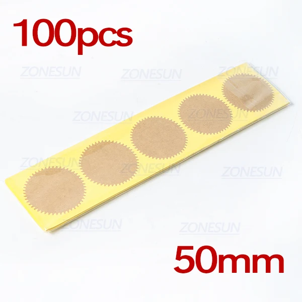 50mm Kraft Paper ZONESUN 100 шт 45 мм тиснение стикер для тиснения штамп настроить тиснение печать Diy печать для тиснения для сертификации - Цвет: 50mm Kraft Paper
