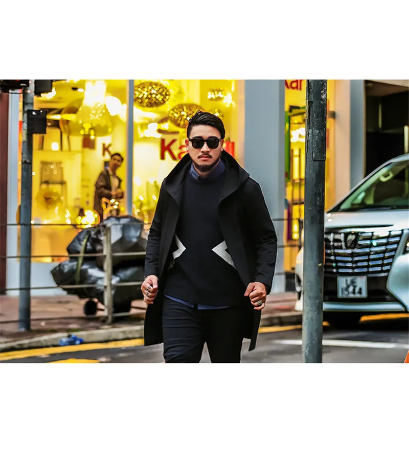 Бренд Для мужчин большой size5XL 6XL 7XL куртка осень-зима свободные Повседневное отворотом Мужская куртка с капюшоном парка черный Тренч