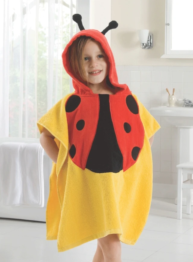 Cute cartoon animal style 100% cotton children's bathrobe cloak embroidery | Мать и ребенок