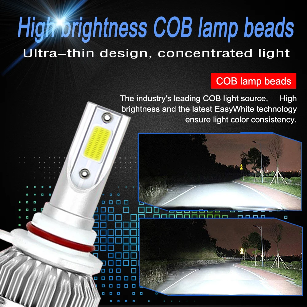 2 шт. C6 MAX мини светодиодные H4 H1 H7 H8/H9/H11 9005 H4/9003 Автомобильные фары 72 Вт 8000 лм 6000 К для автомобильных противотуманных фар 12 В дальнего или ближнего света