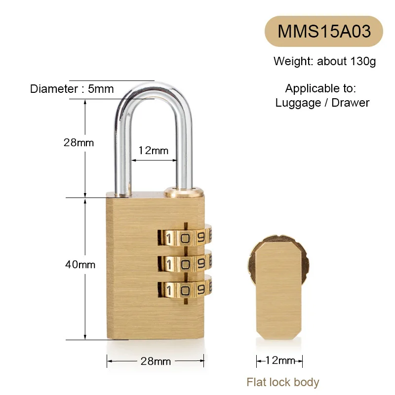 MMS15A03 Высокое качество, замок с паролем, Твердый латунный Cadeado, цифровой комбинированный замок с паролем, уличный шкафчик, медный, нержавеющая сталь - Цвет: MMS15A03