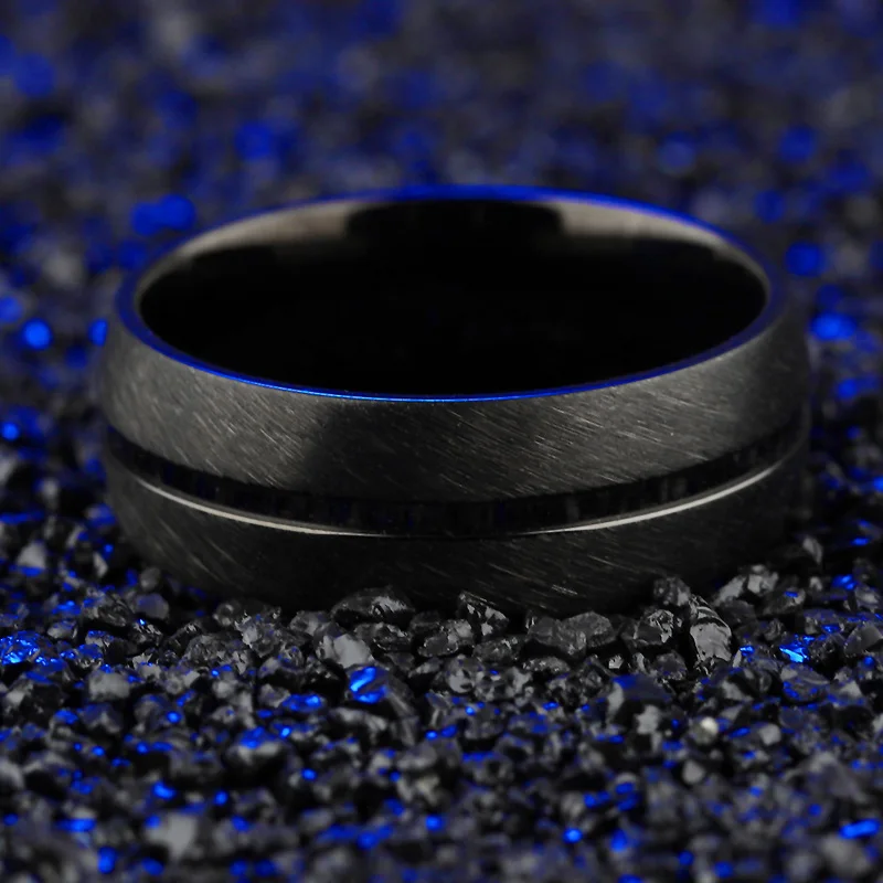 Мужское кольцо из титановой стали черное обручальное нержавеющей в стиле панк