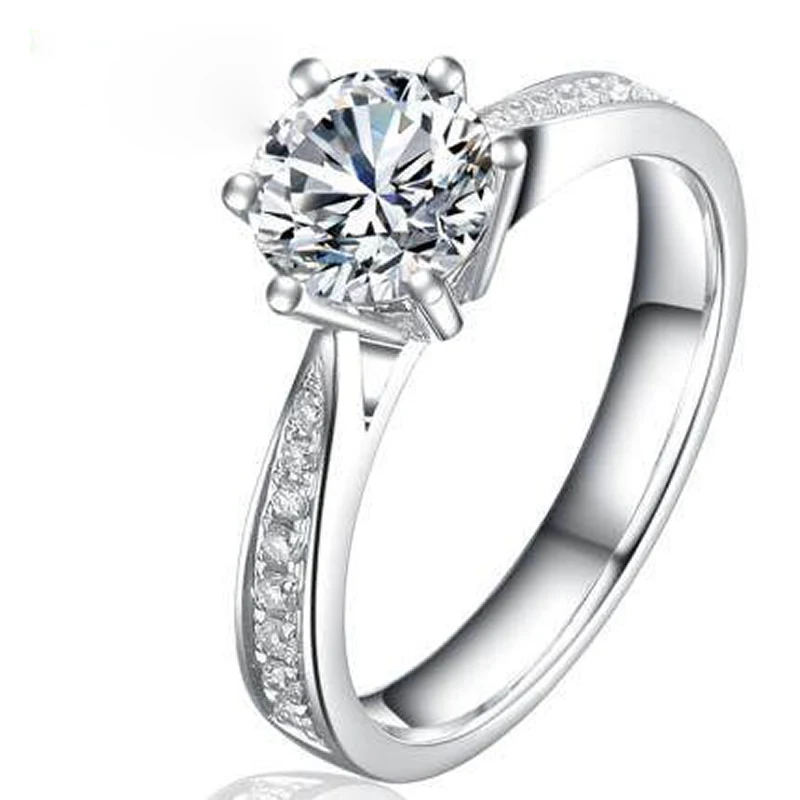 Обручальное кольцо ANI 18K из белого золота (AU750) с естественной сертификацией