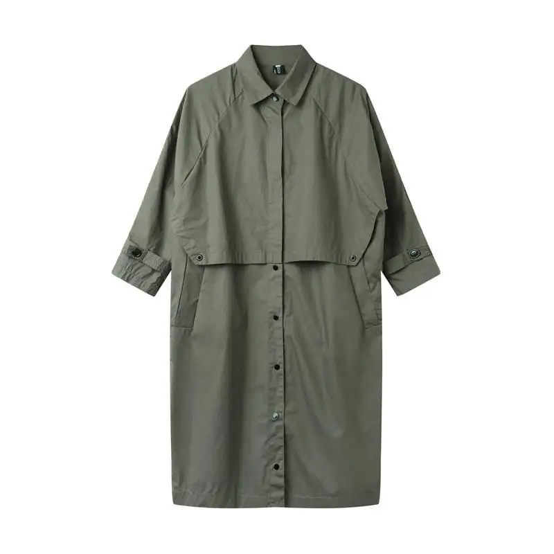

Spring Autumn Women's Thin Trench Coat Fashion Slim Solid Single Breasted Ties Medium-Long Windbreaker Female Dust Overcoat D137