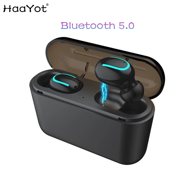 HAAYOT настоящие беспроводные наушники Bluetooth 5 0 гарнитура Мини в ухо TWS с зарядным