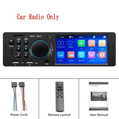 Car Radio Only Podofo Bluetooth Авторадио автомобиля стерео радио сенсорный экран FM Aux вход SD USB AUX 12 В в тире 1 din 4," MP3 мультимедийный плеер - Цвет: Car Radio Only