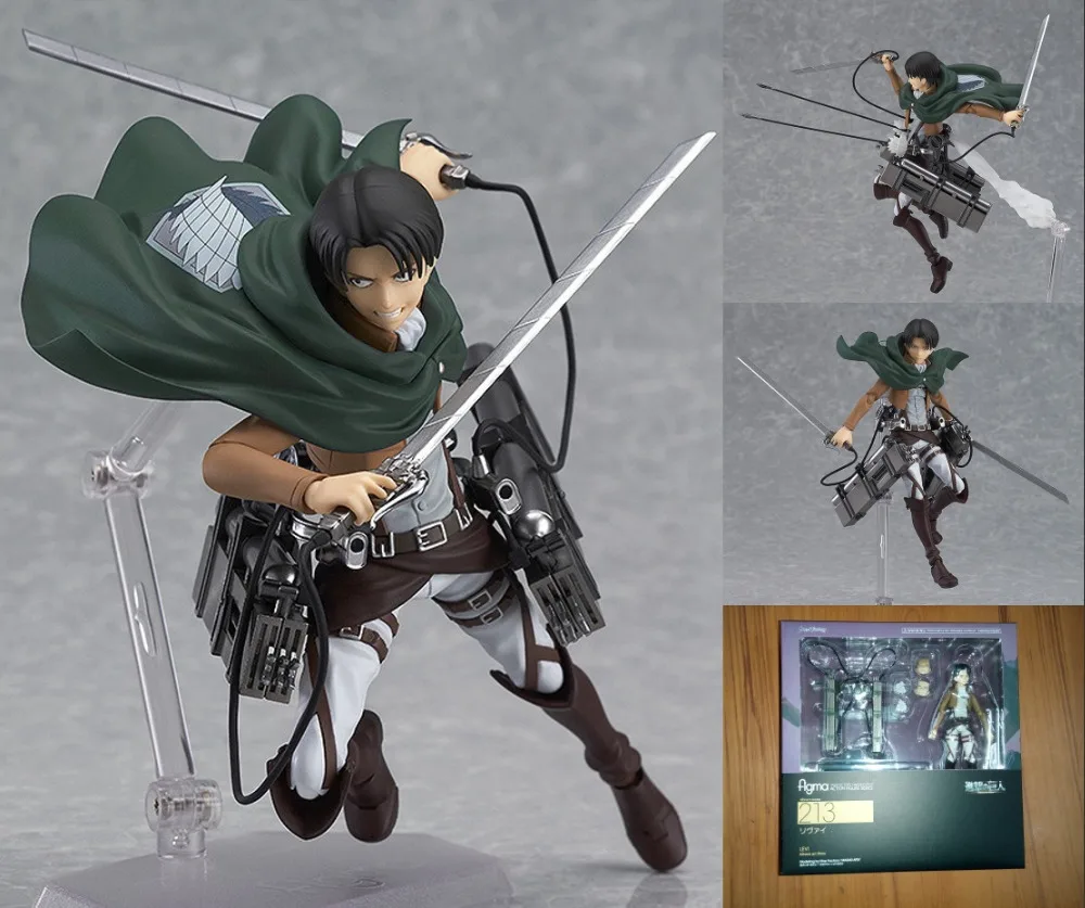 Аниме Фигурка 14 см атака на Титанов Shingeki no Kyojin Rivaille Figma 213 в штучной упаковке ПВХ