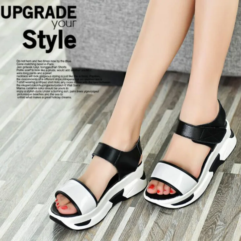 

YEELOCA Summer New Women's Sandals Wild Tide Casual Shoes Female Summer Beach Shoes Flat Shoes Student Hook&Loop Sandals