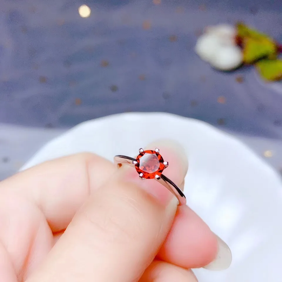 

Natural Garnet Ring For Women Lady Men Mozambique Luck Love Gift 6x6mm Beads Red Gemstone Adjustable 925 Silver Jewelry AAAAA
